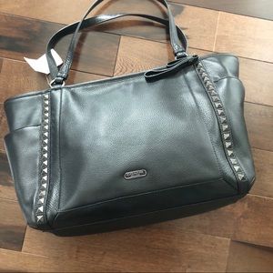NWT COACH BLACK LEATHER TOTE BAG